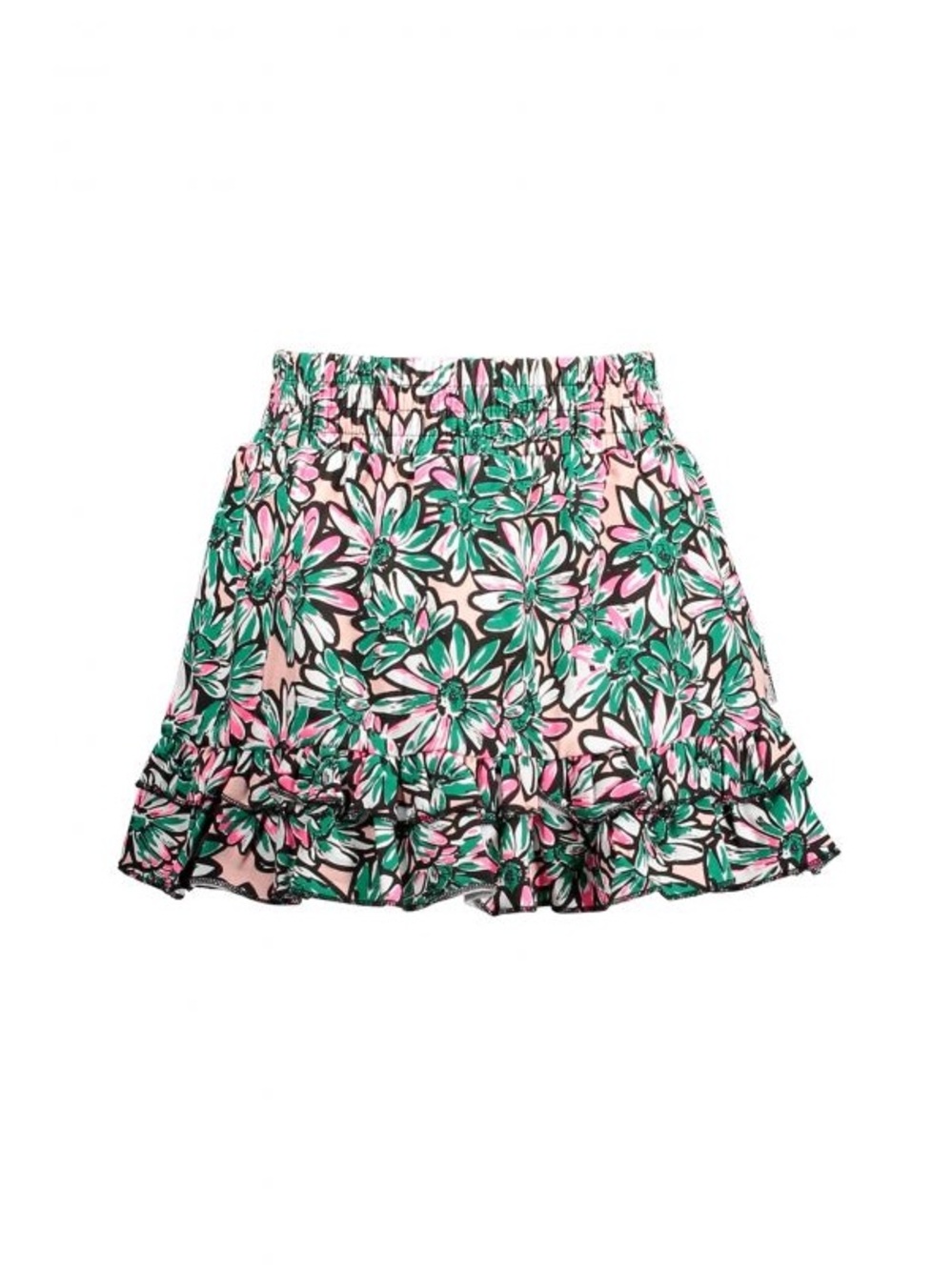 Girls Floral Ruffle Skirt in Pink and Green